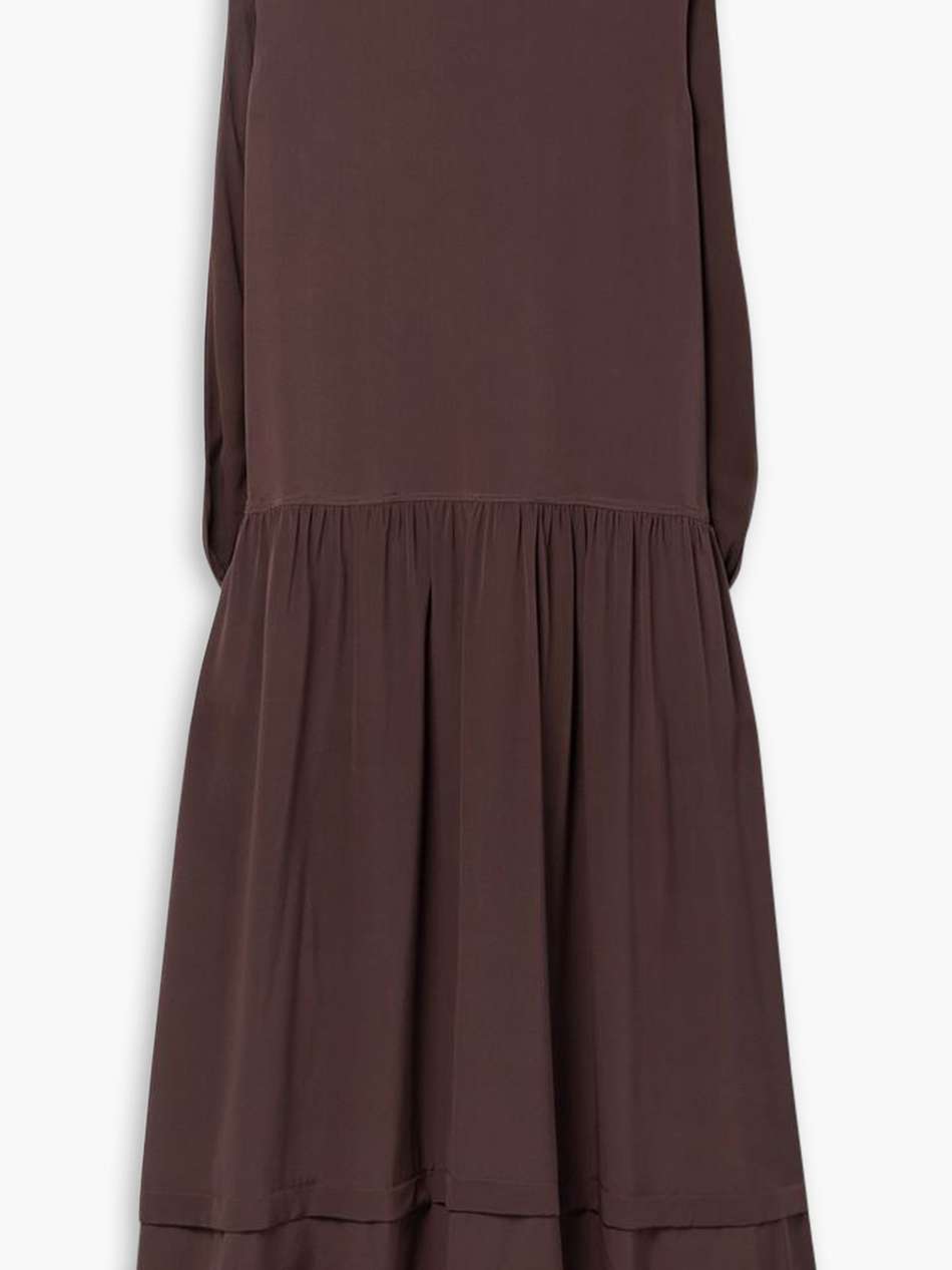 cape-effect silk midi dress