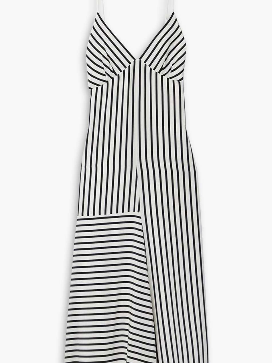 striped silk-crepe midi dress