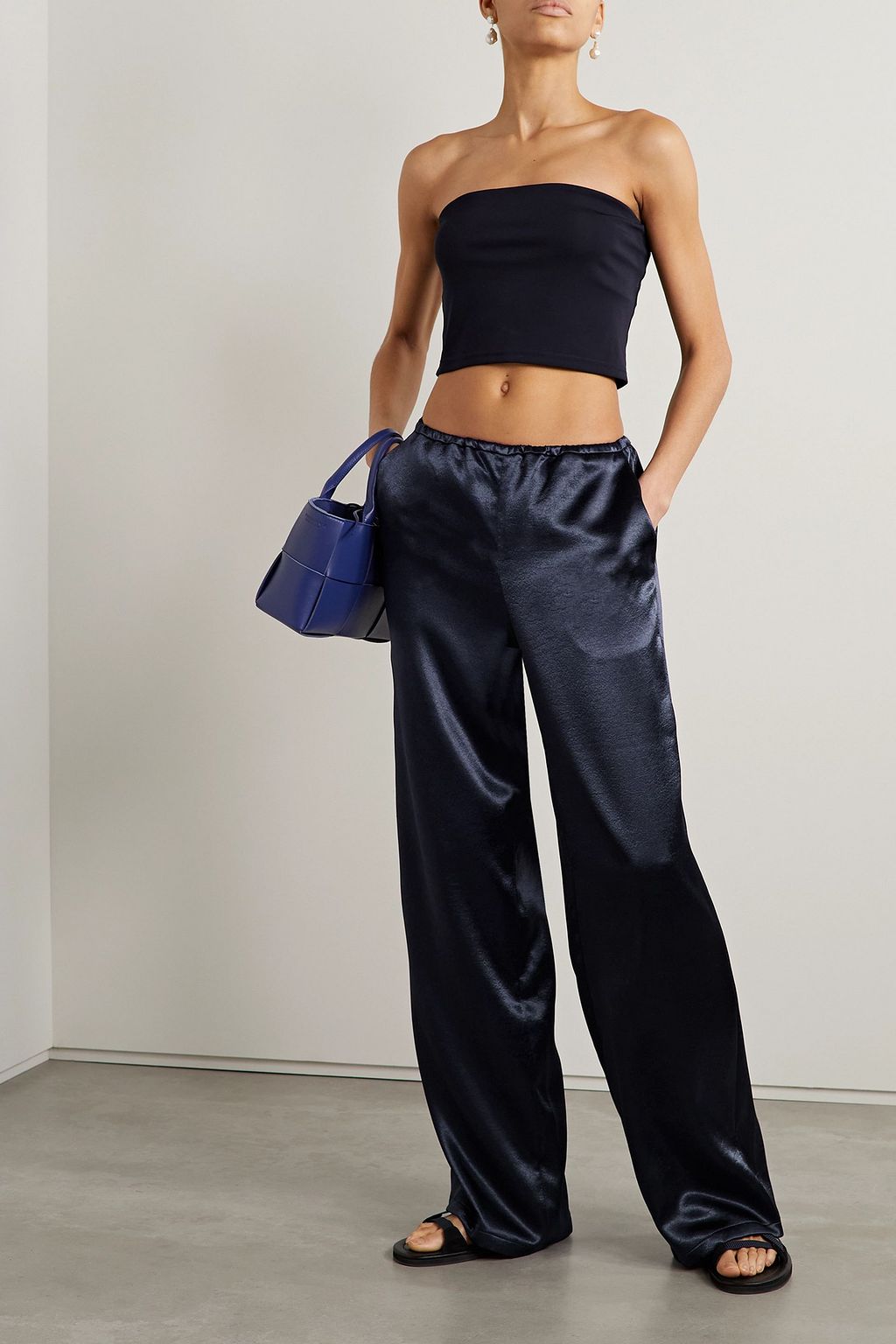 TIBI Hammered-satin wide-leg pants