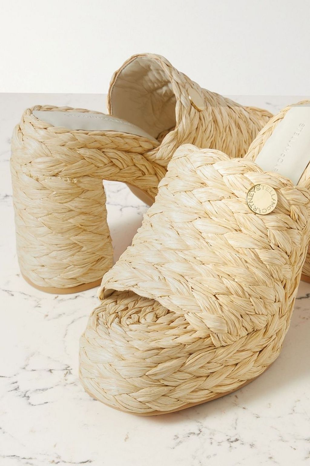 STELLA MCCARTNEY Skyla faux raffia platform mules