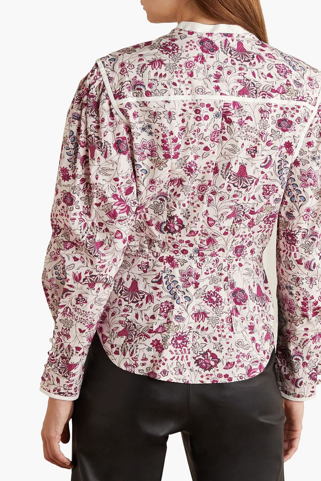 ISABEL MARANT Cleosi silk-trimmed floral-print cotton-poplin blouse