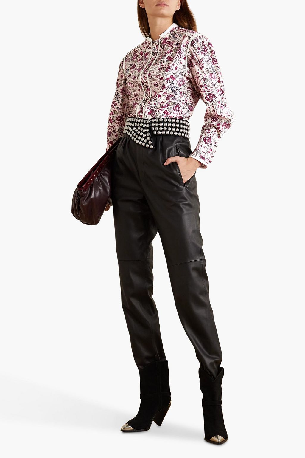 ISABEL MARANT Cleosi silk-trimmed floral-print cotton-poplin blouse