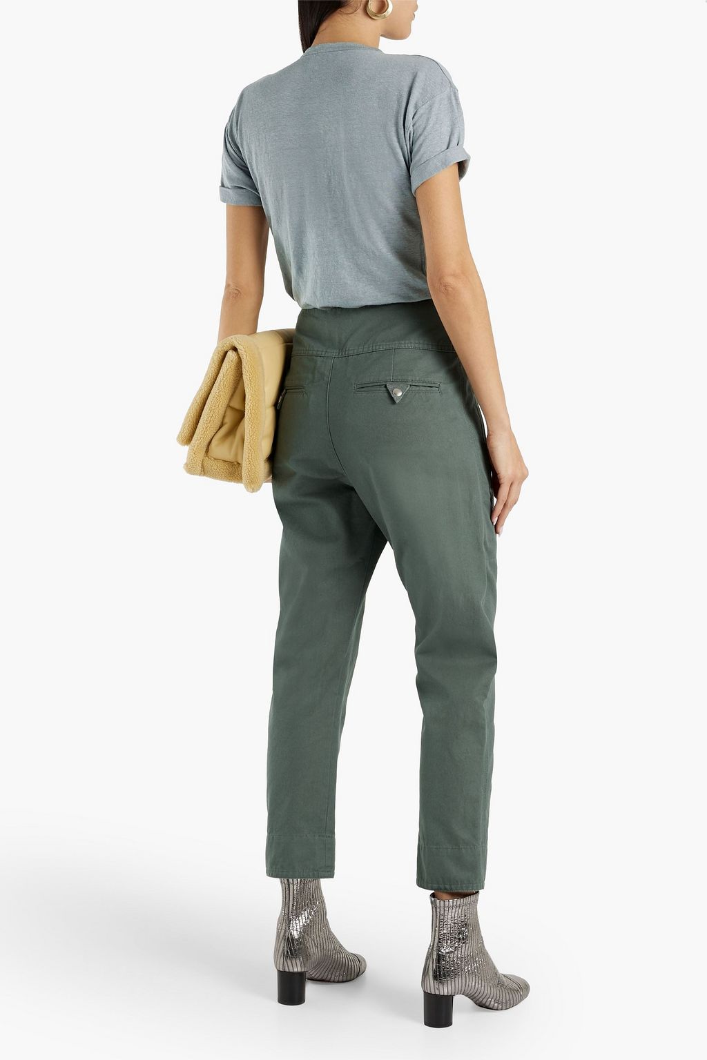 MARANT ÉTOILE Raluniae suede-trimmed cotton tapered pants