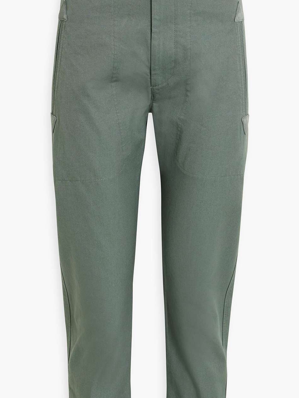 raluniae suede-trimmed cotton tapered pants