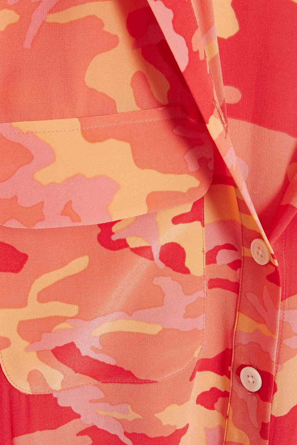 Shop Equipment Parkin Camouflage-print Washed-silk Midi Shirt Dress In Coral