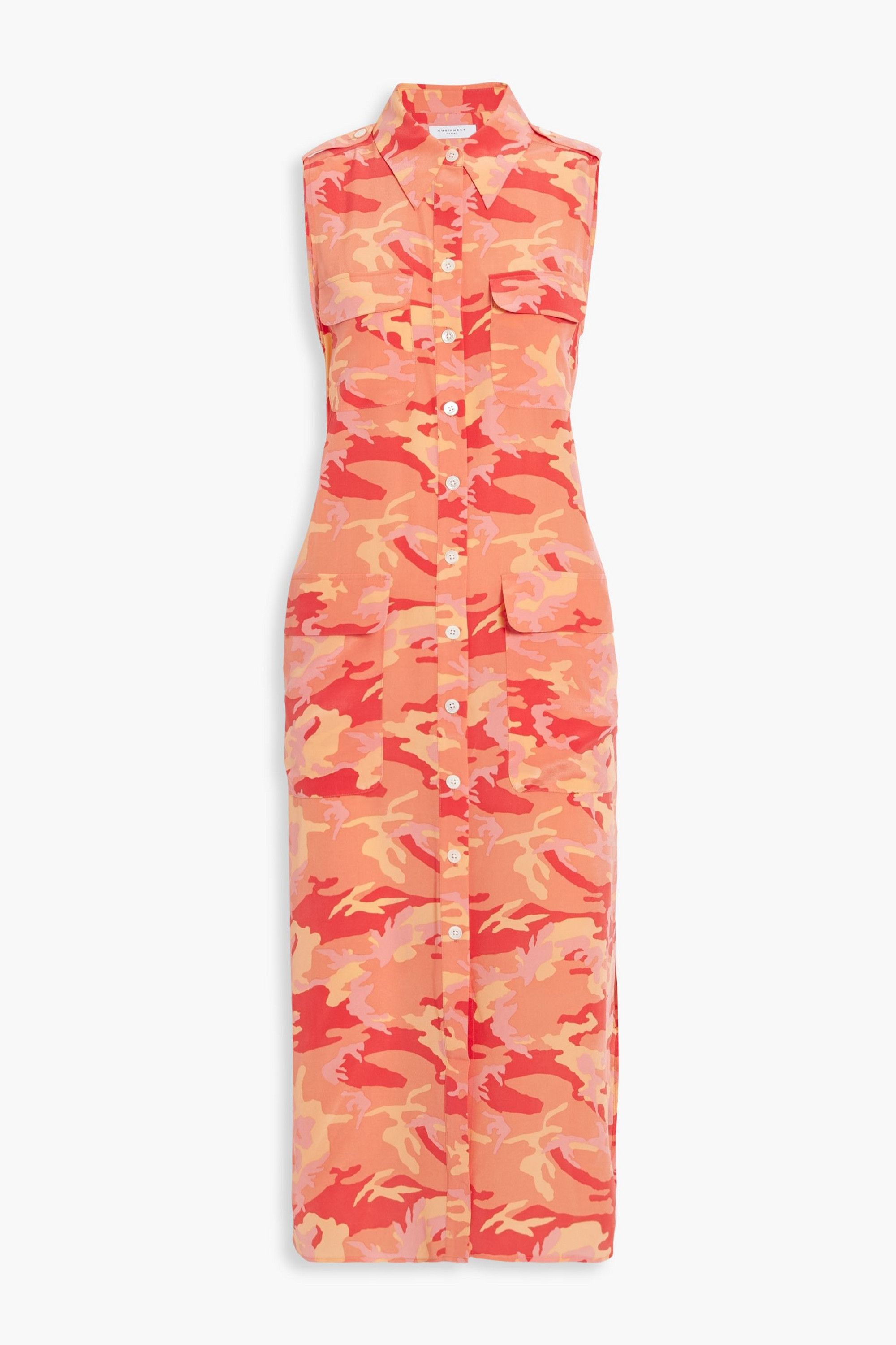 Equipment Parkin camouflage-print washed-silk shirt dress