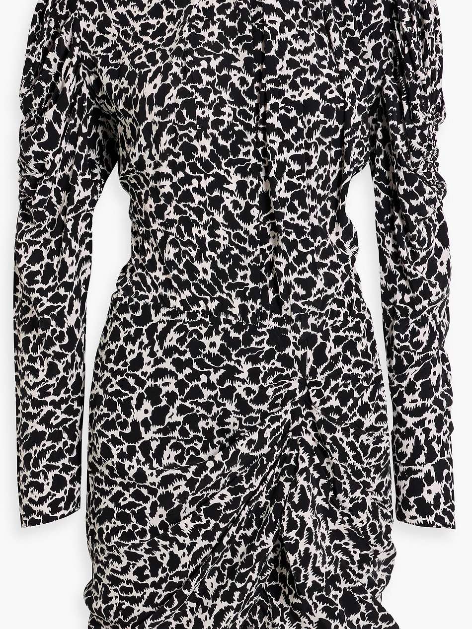 selwyn ruched printed crepe mini dress