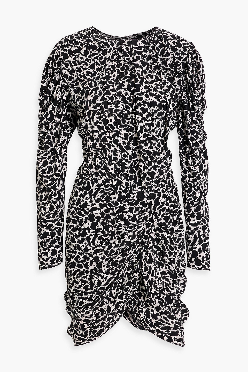 Isabel Marant Étoile Selwyn Ruched Printed Crepe Mini Dress In Black