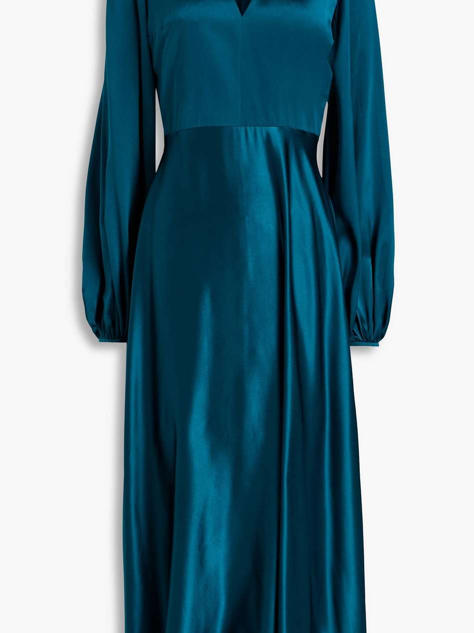 embellished silk-satin midi dress