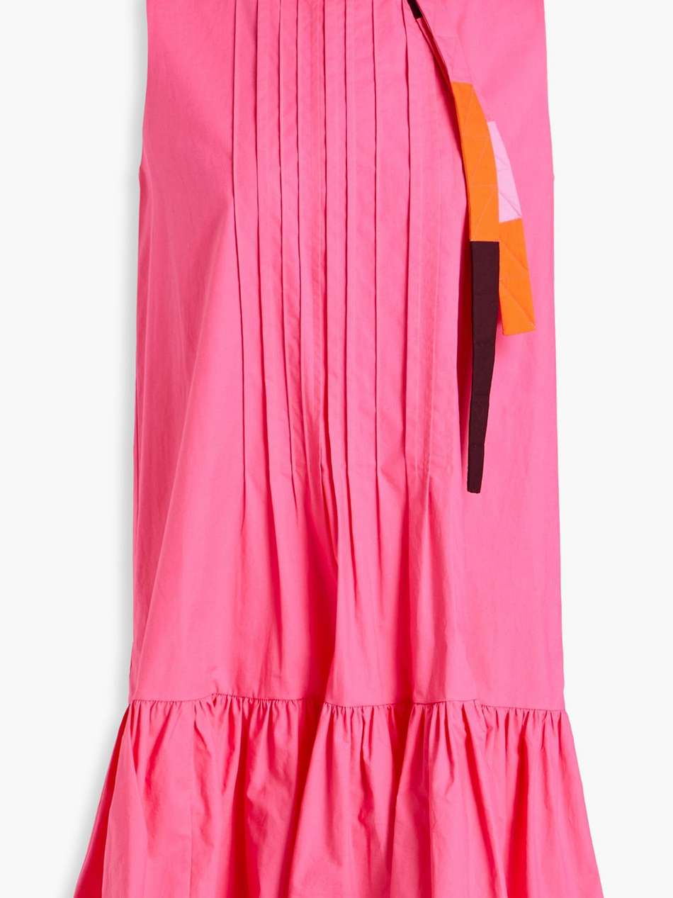 pintucked cotton-poplin mini dress