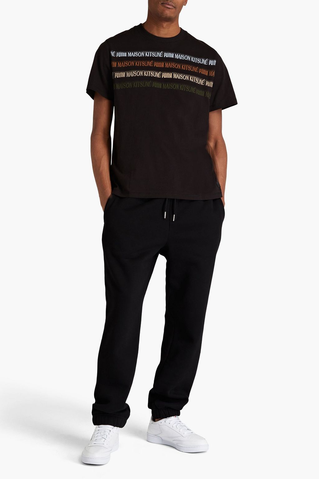 PUMA X MAISON KITSUNÉ + Maison Kitsuné jacquard-trimmed cotton-jersey T-shirt