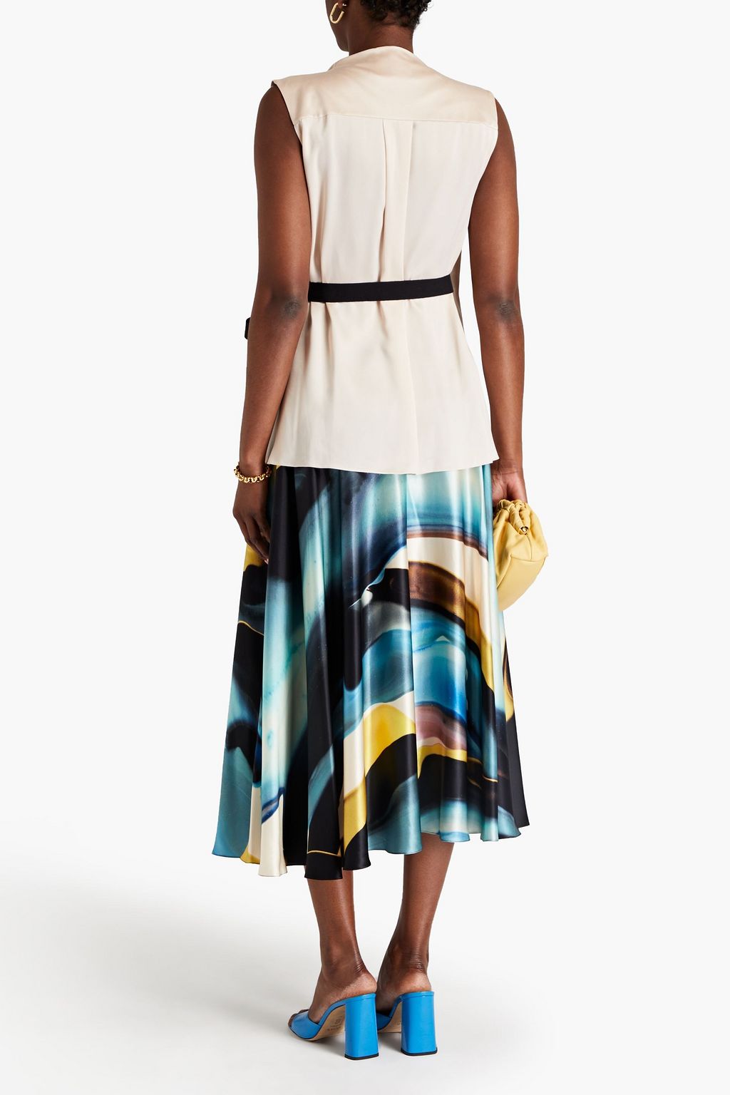 ROKSANDA Printed silk-satin midi skirt