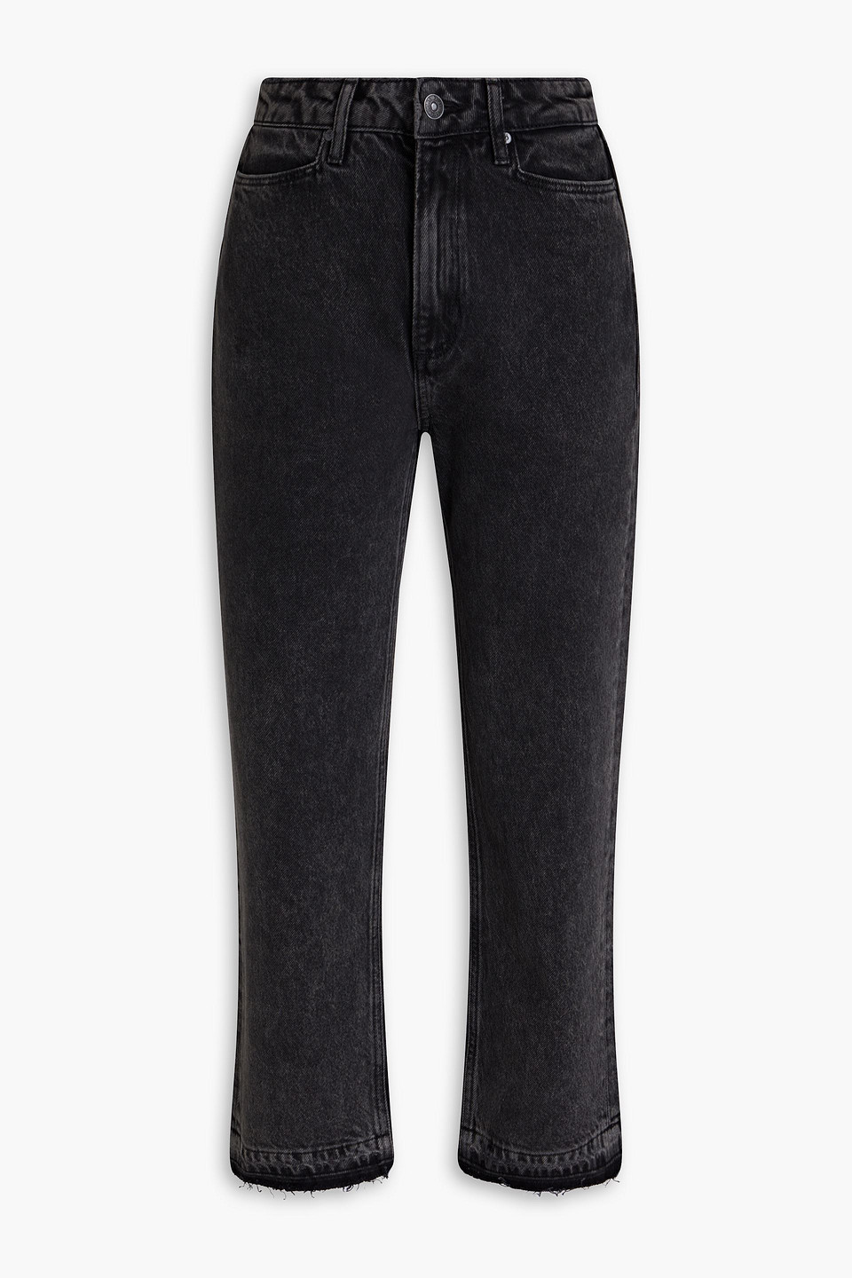 Shop Paige Sarah Cropped High-rise Straight-leg Jeans In Charcoal