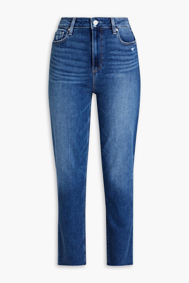 Hoxton distressed high-rise straight-leg jeans