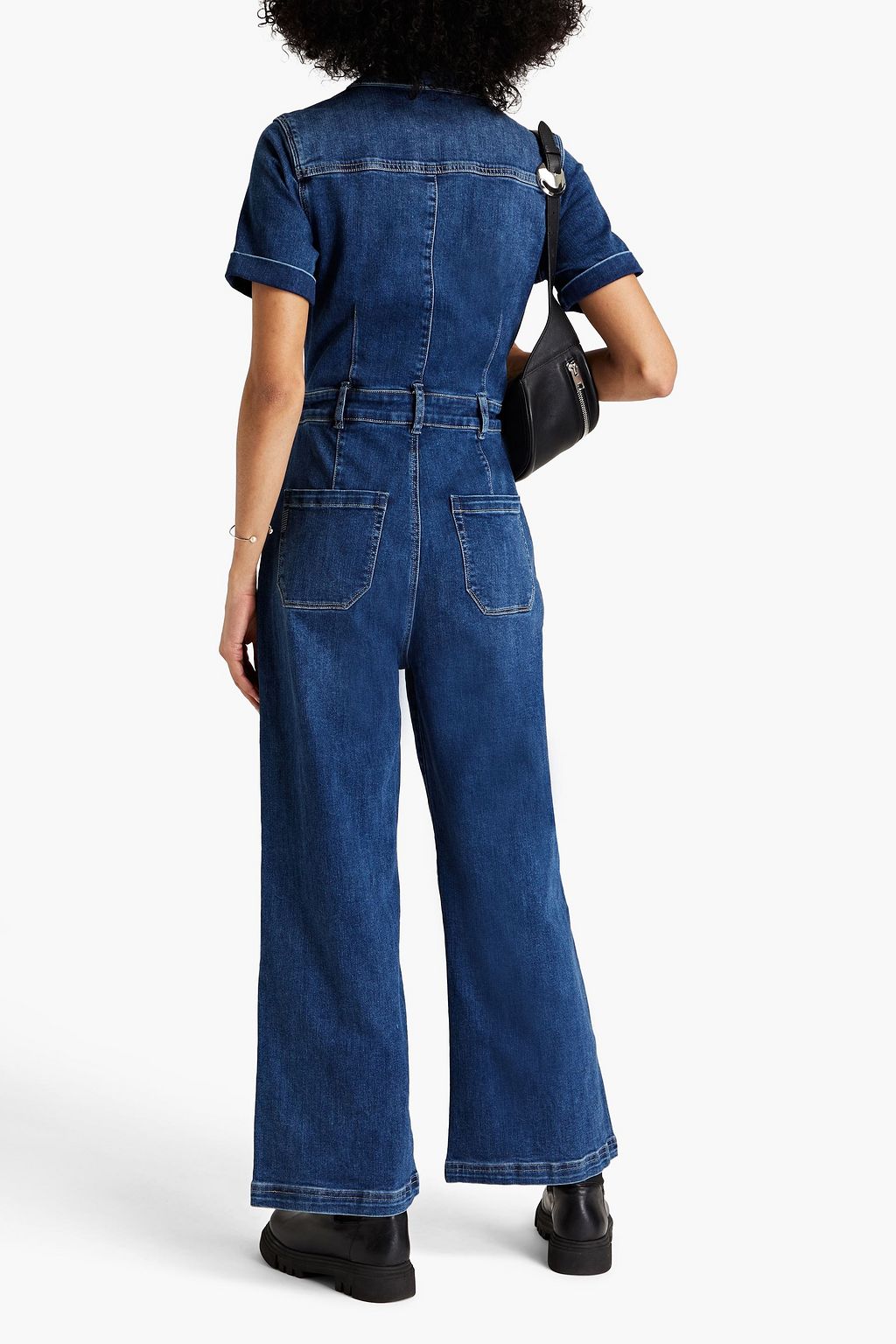PAIGE Carly belted faded denim jumpsuit