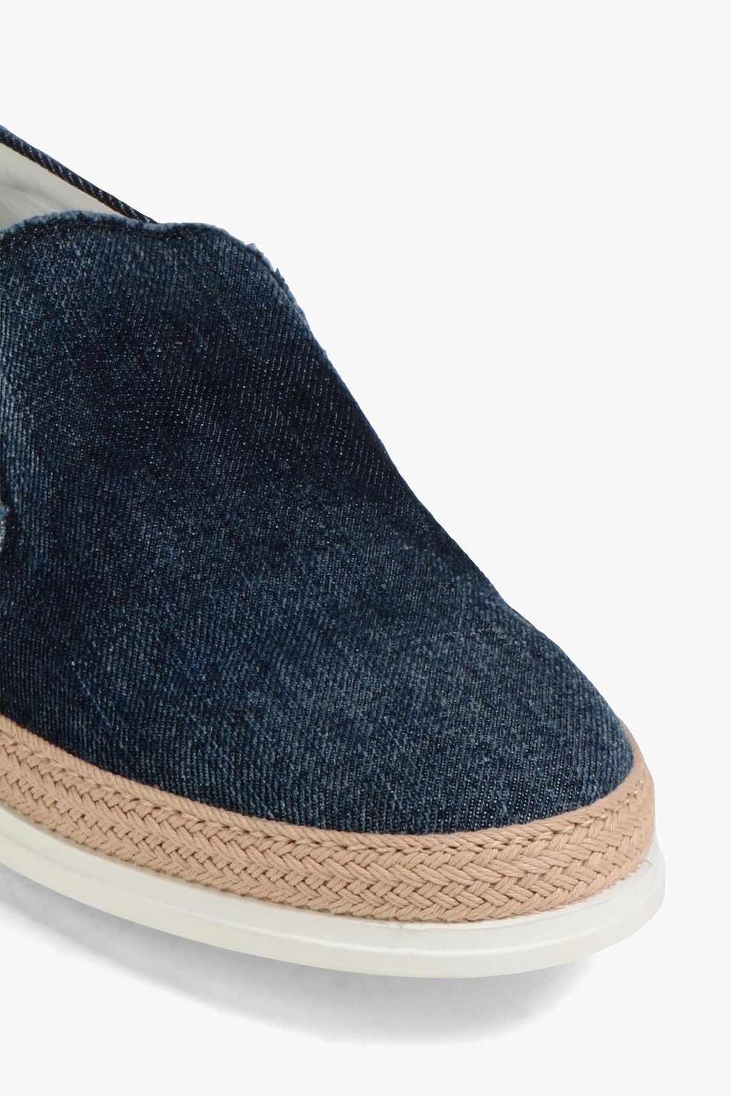 TOD'S Printed faded denim espadrilles
