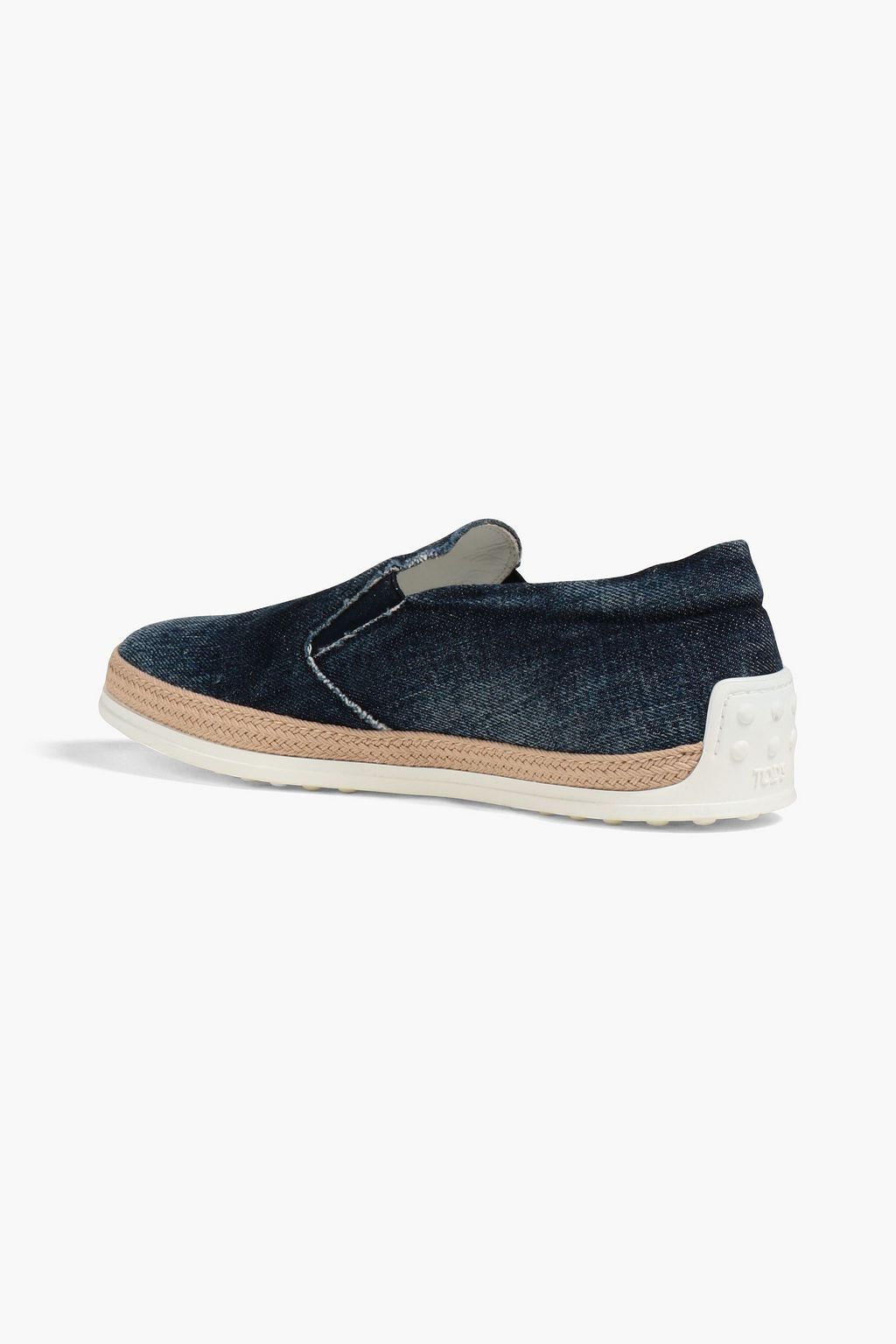 TOD'S Printed faded denim espadrilles