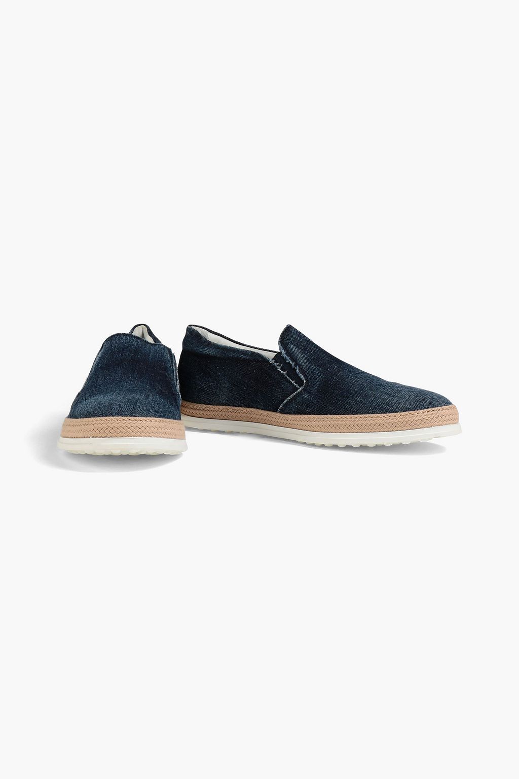 TOD'S Printed faded denim espadrilles