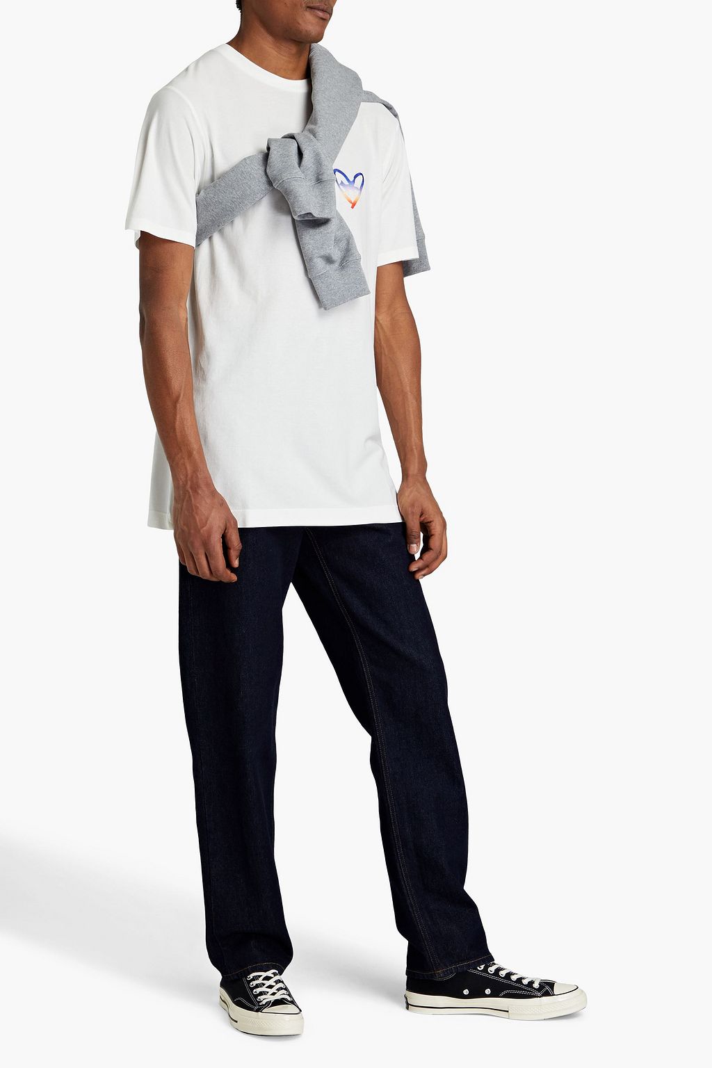 MAISON KITSUNÉ Embroidered cotton-jersey T-shirt