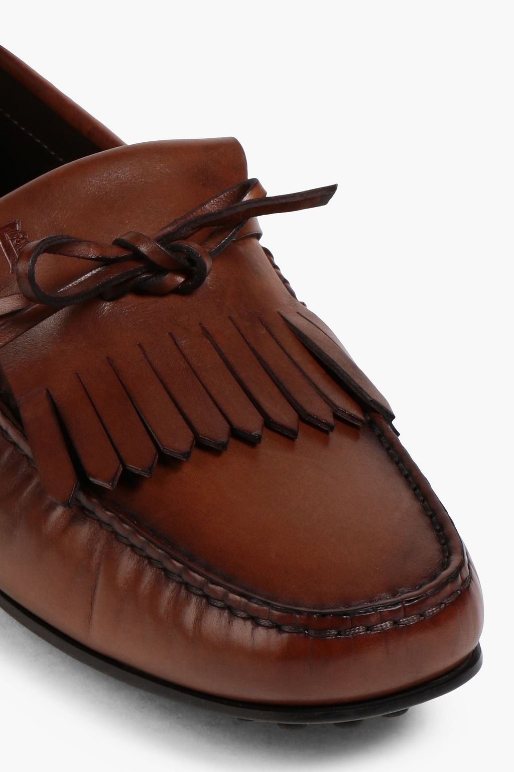 TOD'S Fringed burnished leather driving shoes