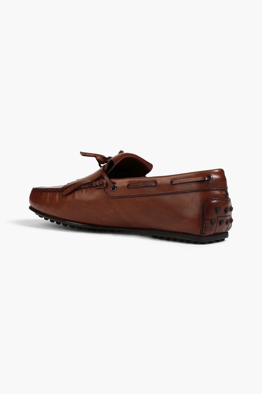 TOD'S Fringed burnished leather driving shoes