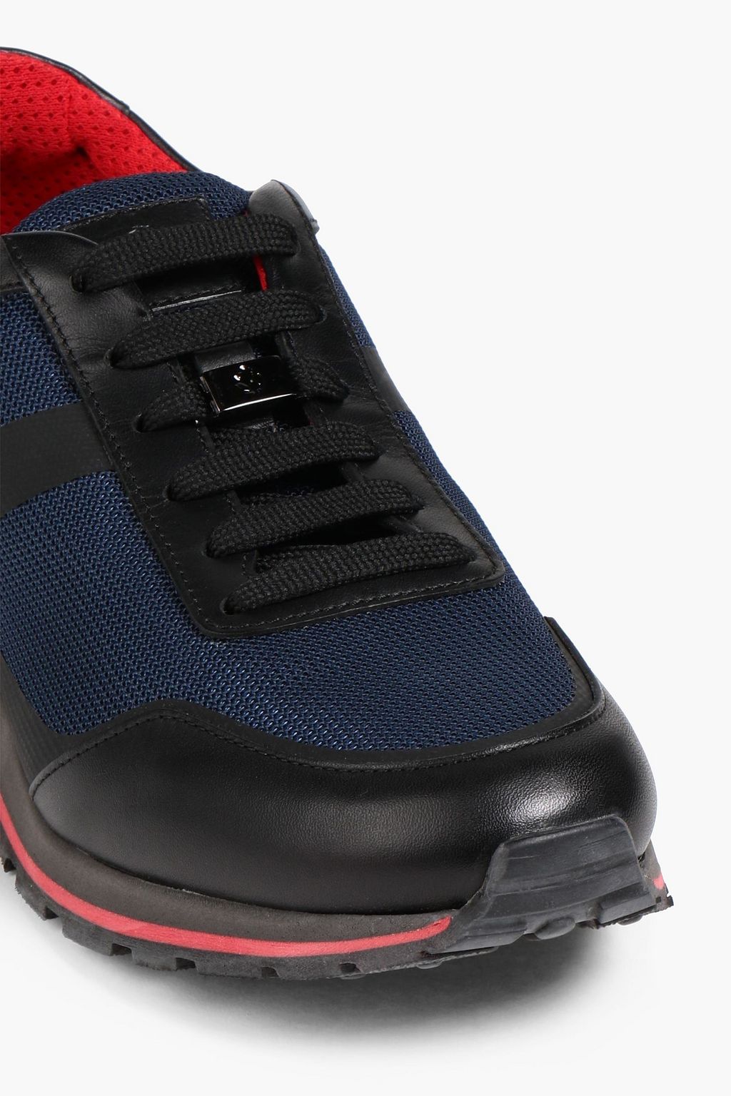 TOD'S Coated leather and mesh sneakers