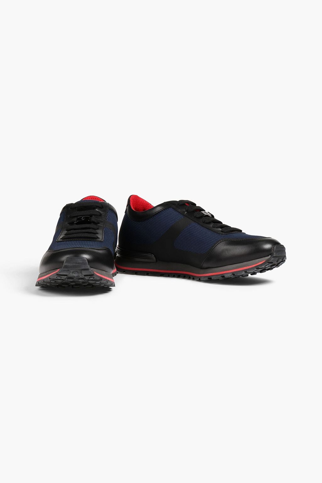 TOD'S Coated leather and mesh sneakers