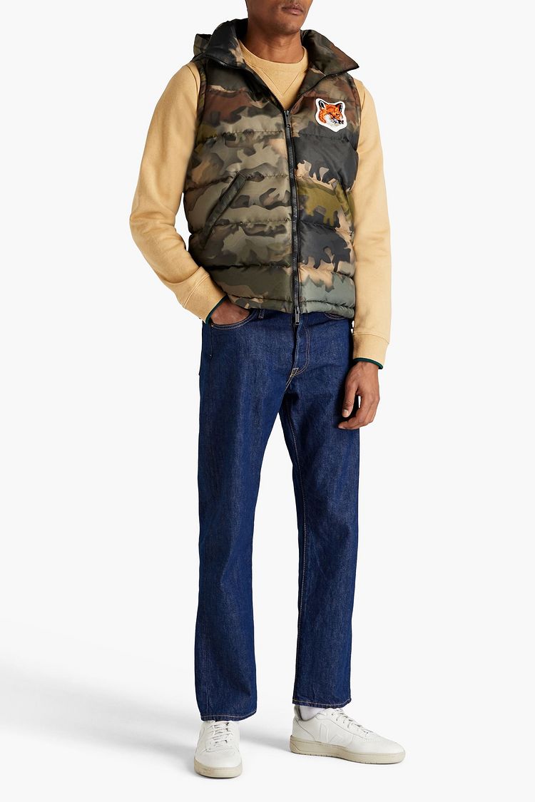 MAISON KITSUNÉ Quilted camouflageprint shell hooded down vest THE
