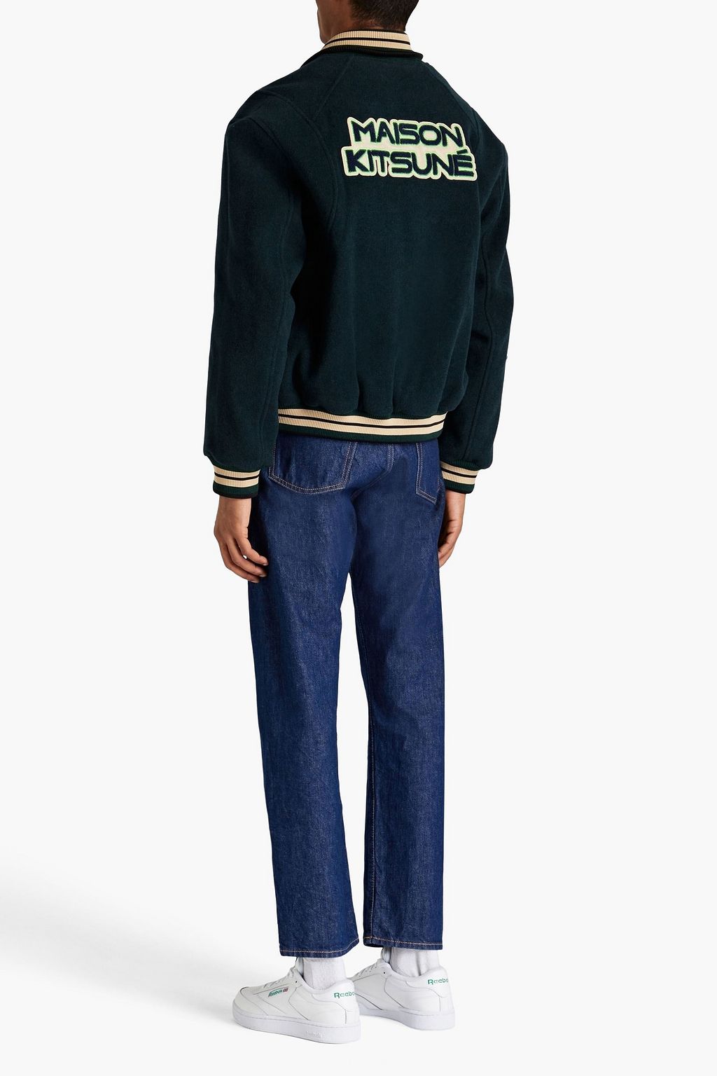 MAISON KITSUNÉ Appliquéd brushed wool-blend felt bomber jacket