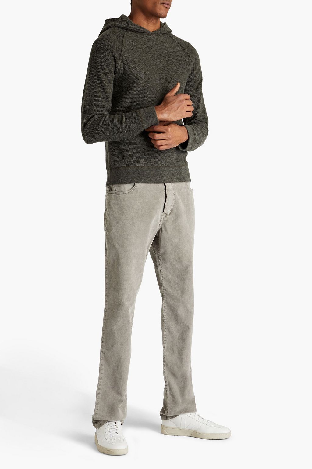 JAMES PERSE Brushed cashmere-piqué hoodie