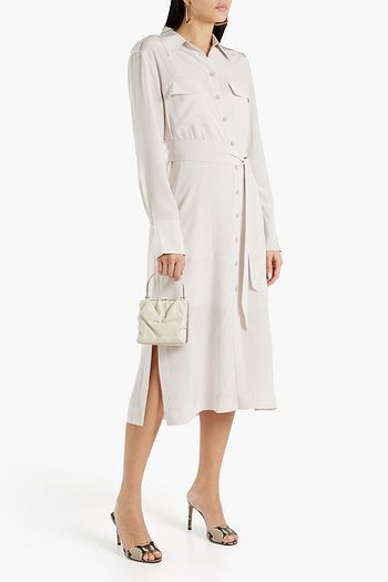 MAX MARA Orario belted printed silk-twill shirt dress