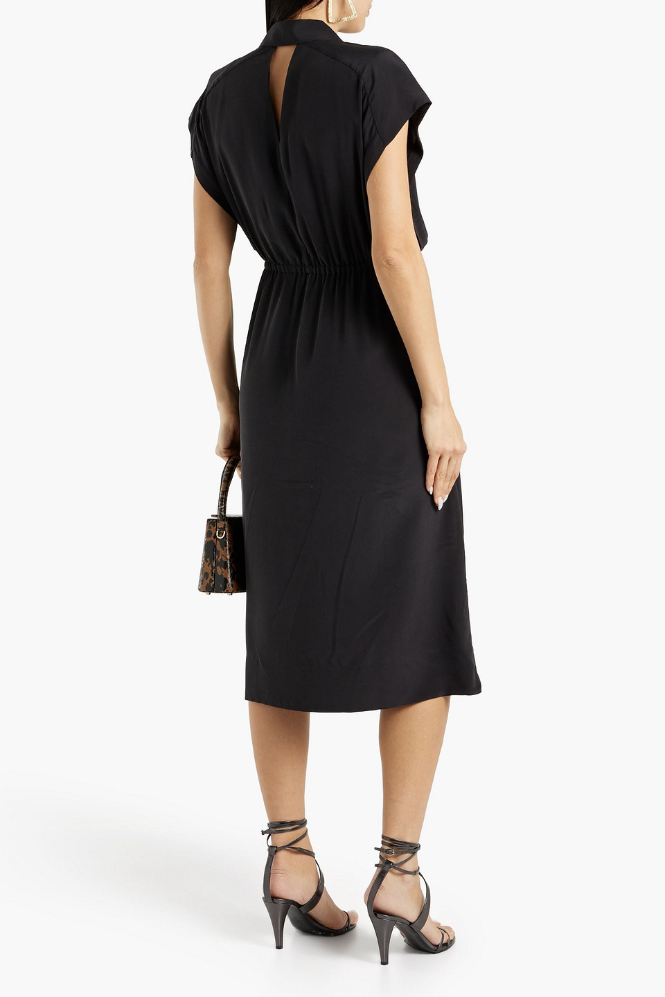 Shop Equipment Karina Washed-silk Midi Wrap Dress In Black