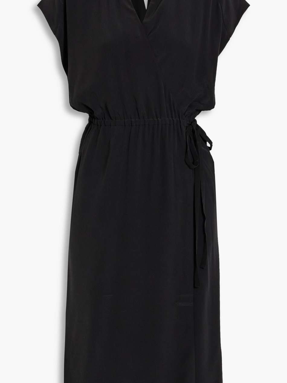 karina washed-silk midi wrap dress