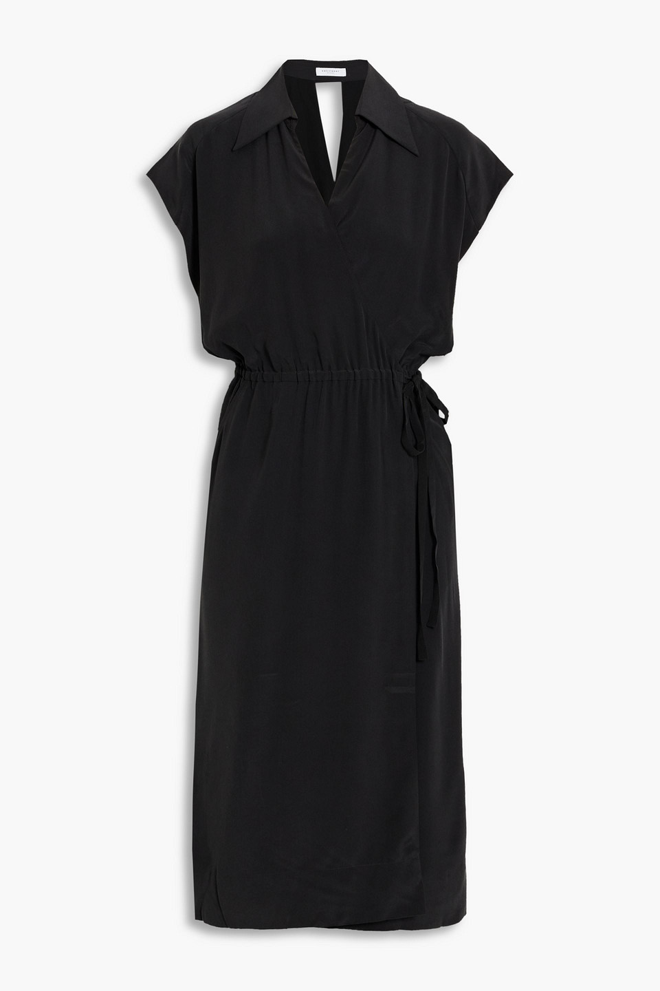 Shop Equipment Karina Washed-silk Midi Wrap Dress In Black