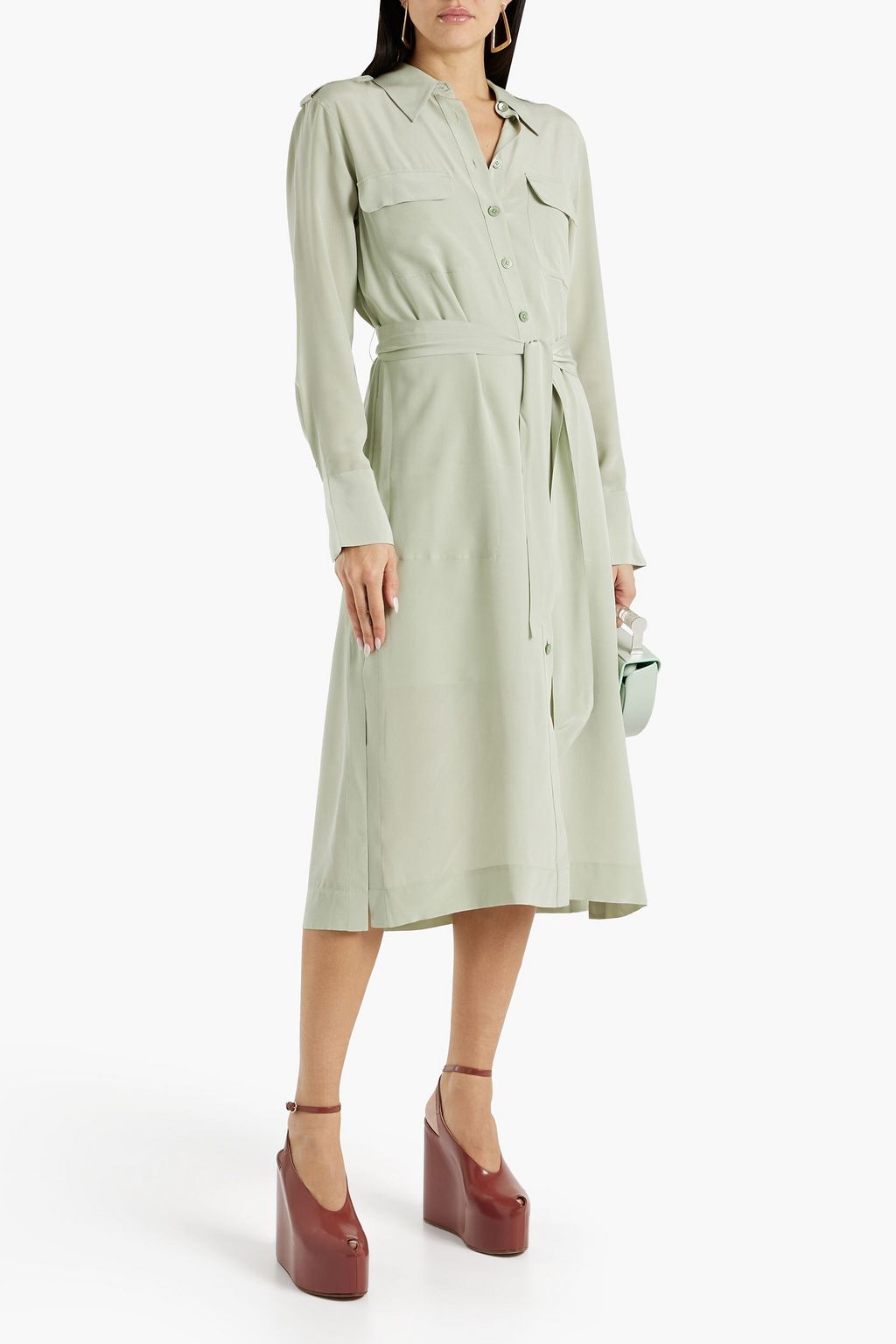 EQUIPMENT Zelie belted washedsilk midi shirt dress THE
