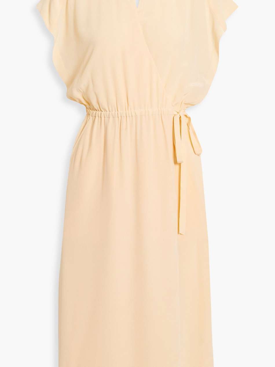 karina cutout washed-silk midi wrap dress