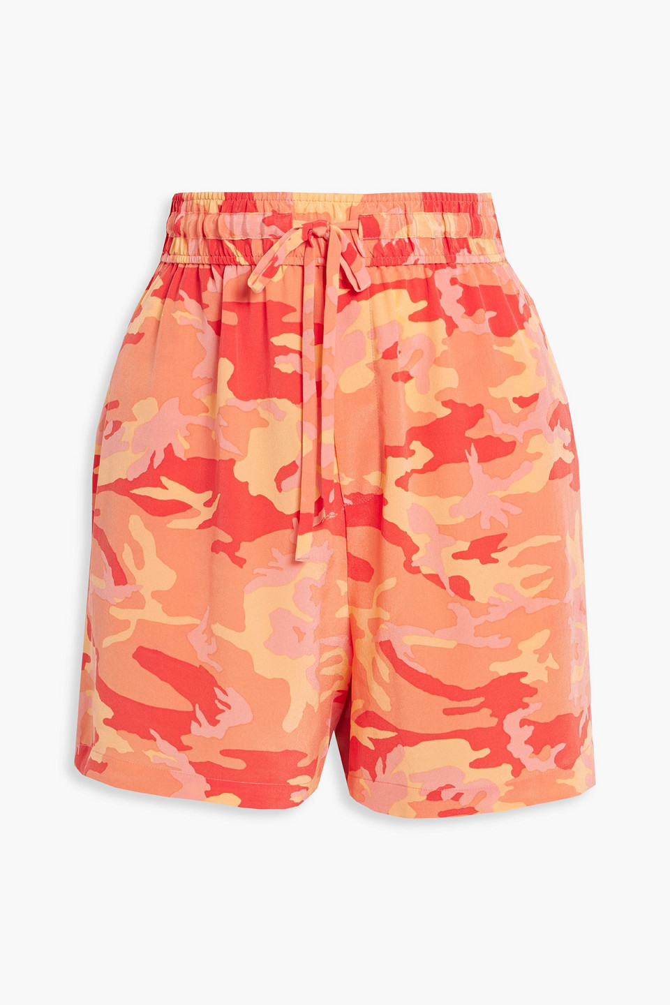 Equipment Nimma Camouflage-print Washed-silk Shorts In Coral