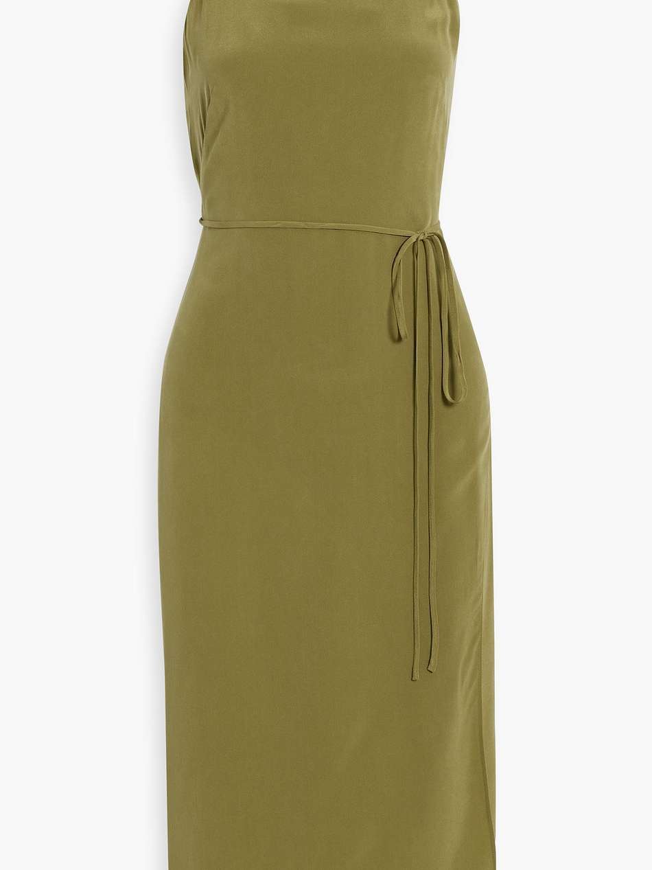 carris wrap-effect washed-silk midi dress