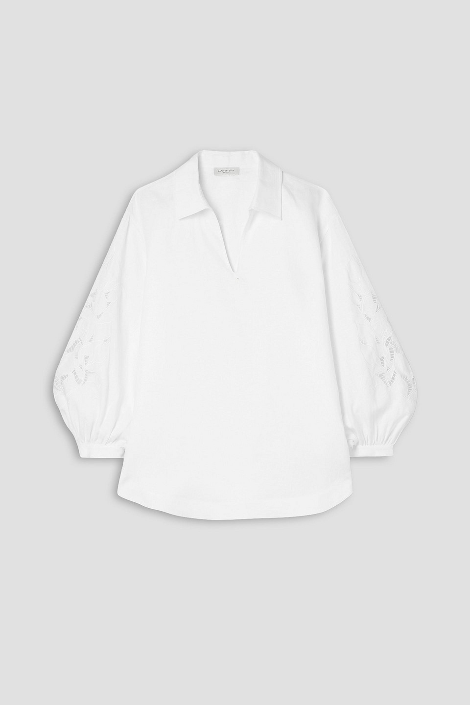 lafayette 148 - parker broderie anglaise linen blouse - white - xs