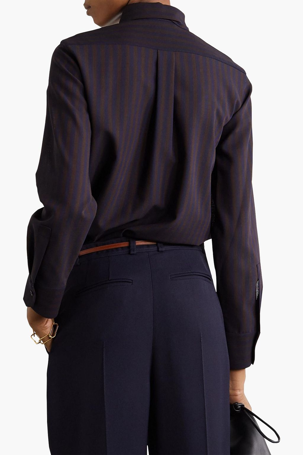 AKRIS Striped stretch-wool shirt