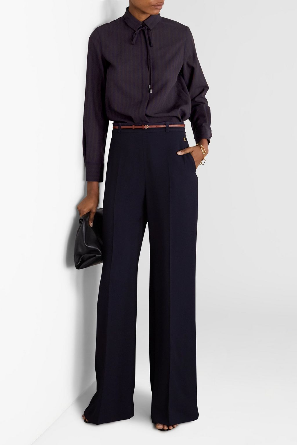AKRIS Striped stretch-wool shirt