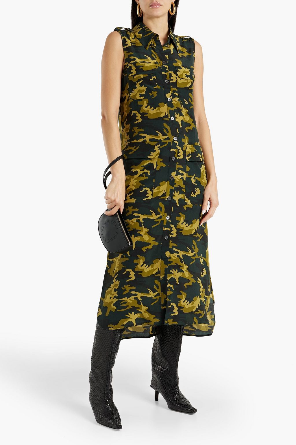 EQUIPMENT Parkin camouflage-print washed-silk shirt dress