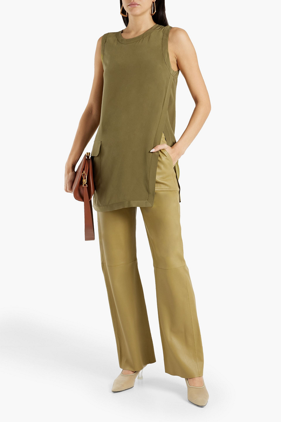 Shop Equipment Orlea Washed-silk Tunic In Army Green