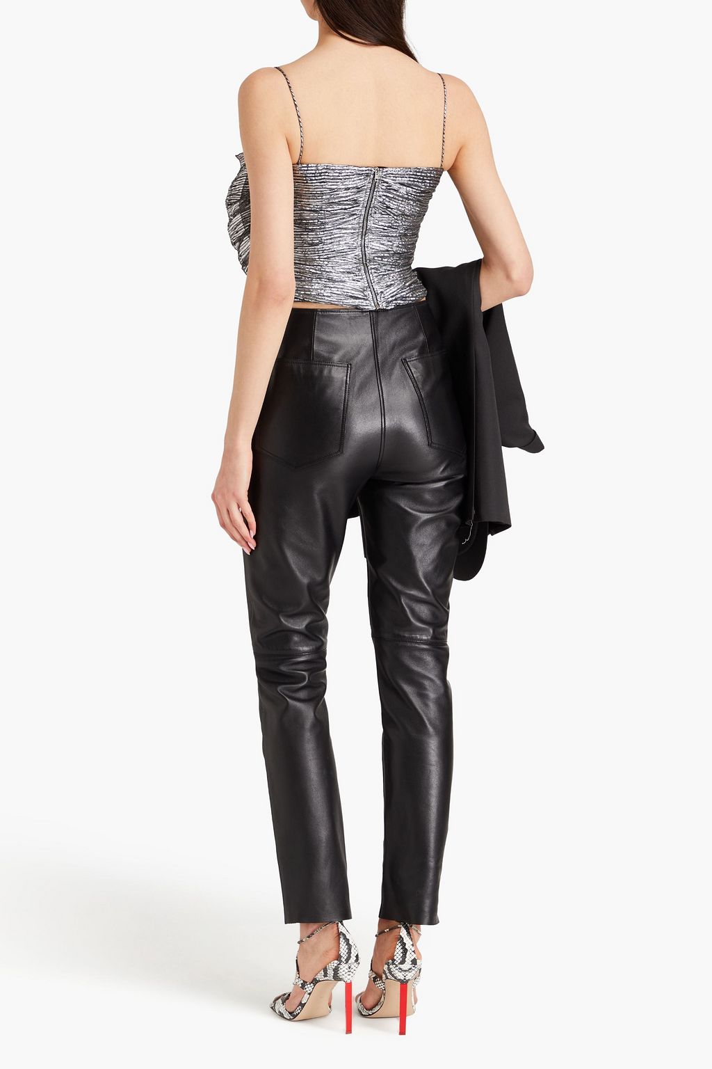 ISABEL MARANT Tresha cropped bow-embellished plissé-lamé top