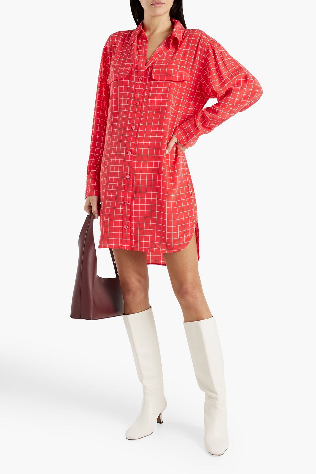 EQUIPMENT Ellene checked silk-crepe mini shirt dress