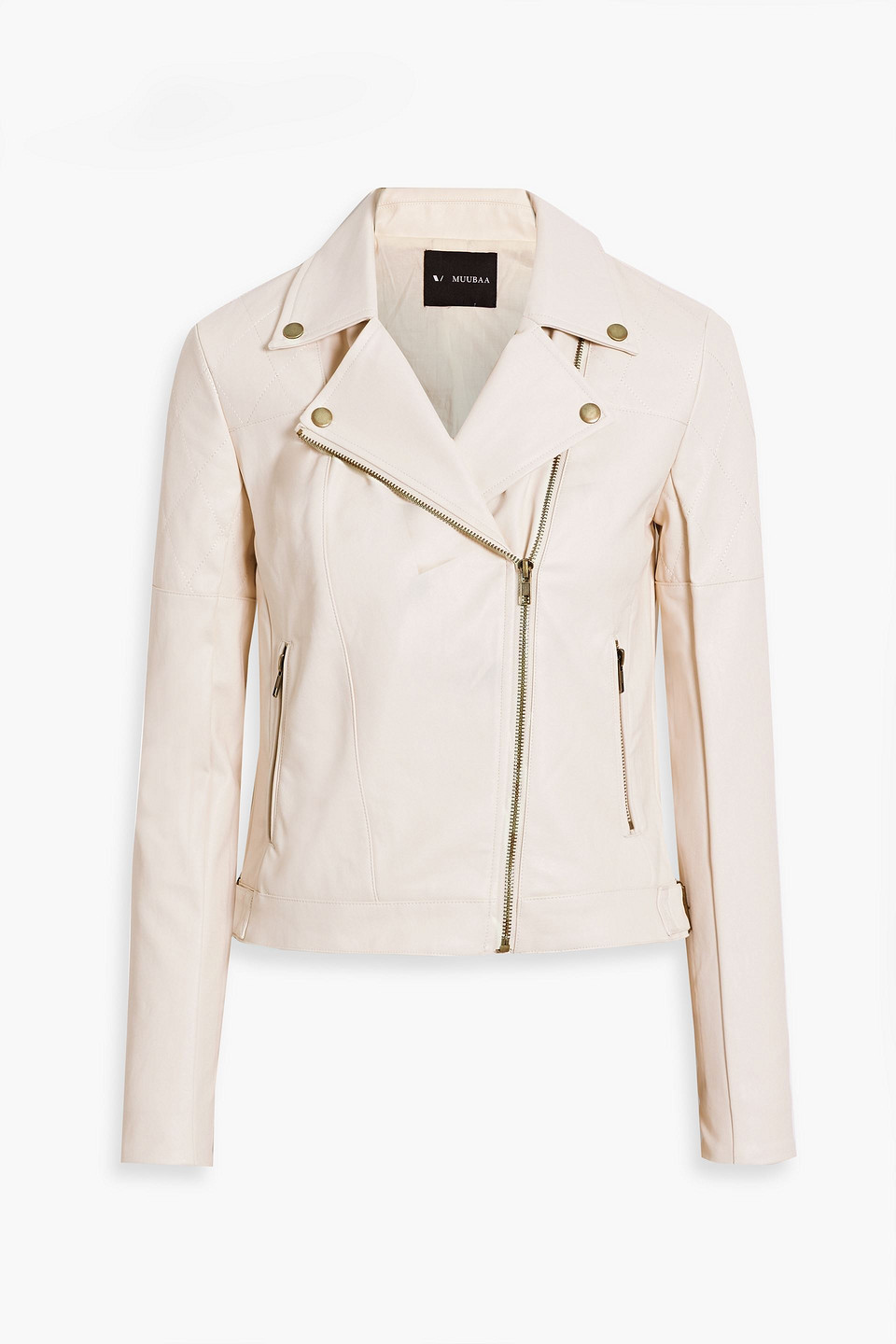 V By Muubaa Faux Leather Biker Jacket In Cream