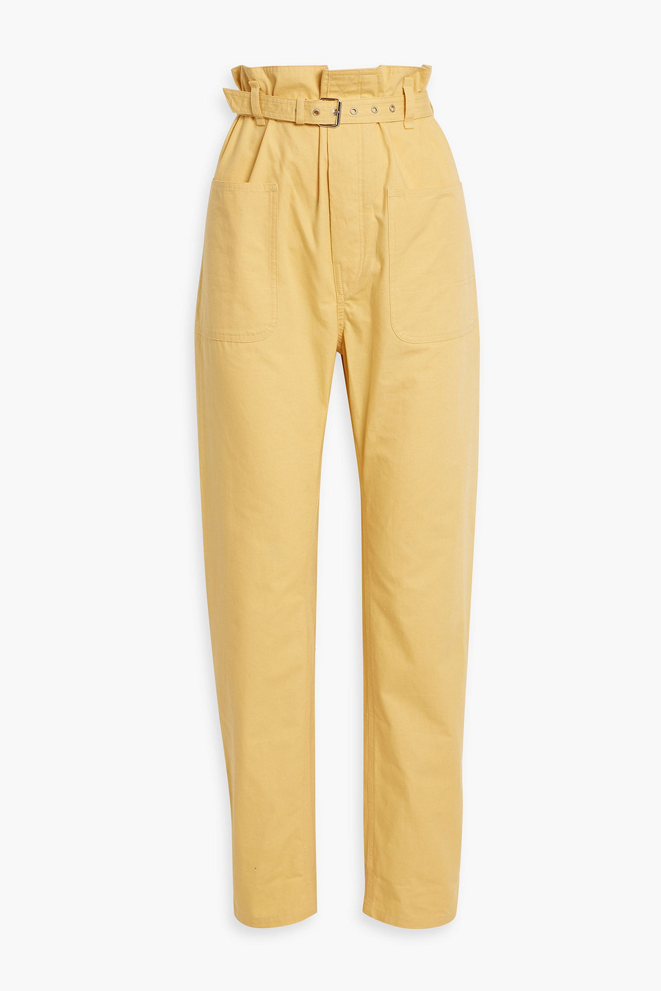 Kelinny belted slub cotton tapered pants