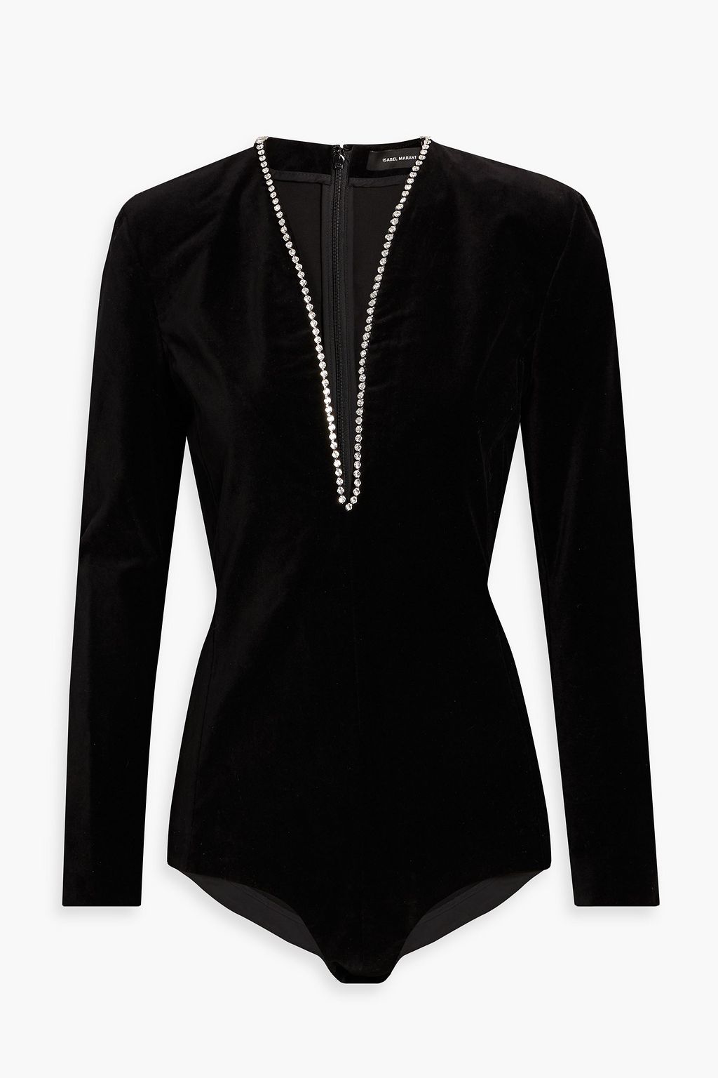 ISABEL MARANT Qabea crystal-embellished cotton-blend velvet bodysuit ...