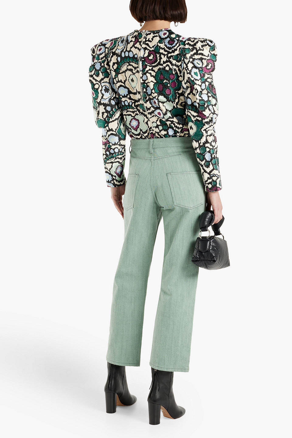 Isabel Marant Damili Cotton-jacquard Top In Green