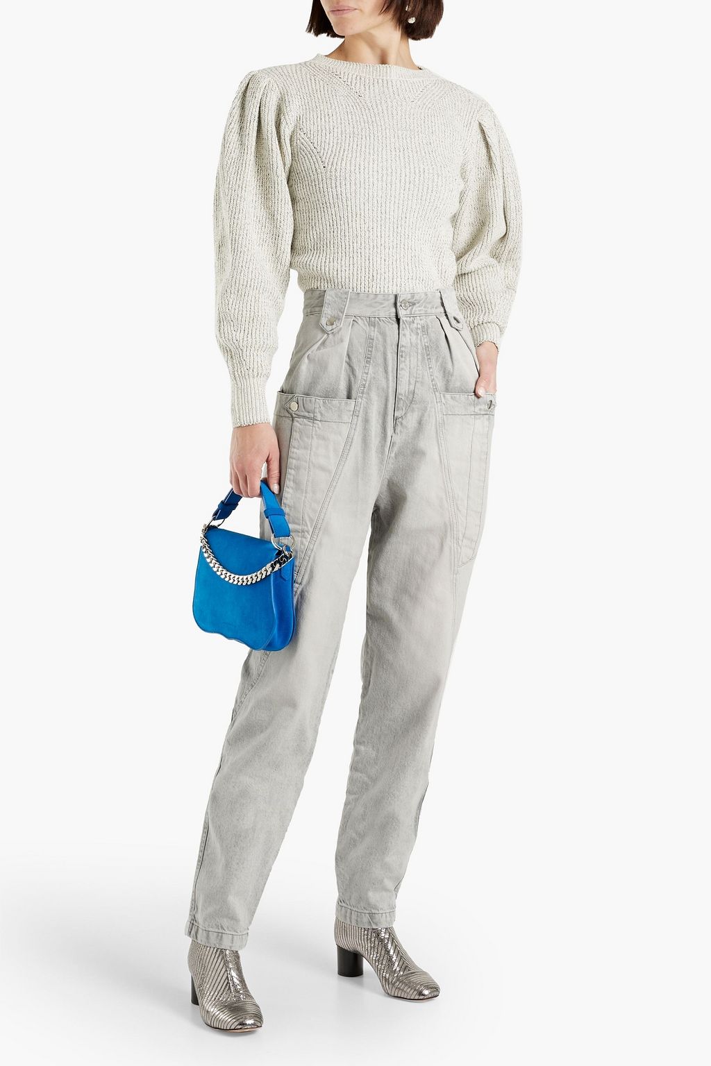 ISABEL MARANT Kerris pleated faded high-rise tapered jeans